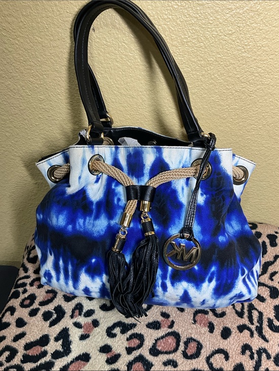 Michael Kors Handbags - MICHAEL KORS Blue Tie-Dye Tote Bag with Tassel